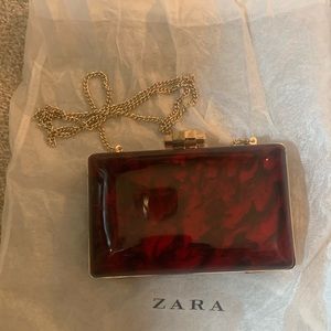 Zara Red Clutch Marble purse
